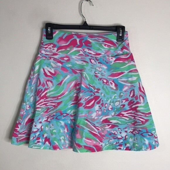 Icikuls Skirt Skort Blue Pink Turquoise Floral tennis golf attire Size Small - Picture 7 of 9